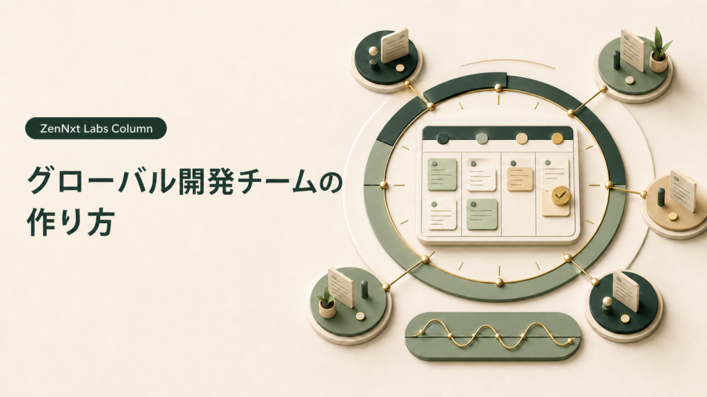 グローバル開発チームの体制設計を表したコラム画像