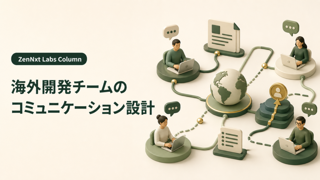 海外開発チームのコミュニケーション設計|会議・文書・相談ルートの使い分けを表したコラム画像